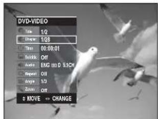 DVD-VIDEO Light 1/2 Darker 1/28 Tree 00:00:01 Break Off Audio ENG 300 D 5.1CH Repeat Off Angle 1/3 Zoom Off MOVE → CHANGE