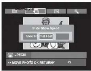 DPO-RWIRE Slide Show Speed Slow Normal Fast JPEG01 MOVE PHOTO OK RETURN