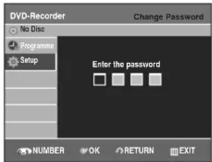 SAMSUNG DVD-R131 - Stiskněte OK nebo tlačítko ▶. Objeví se hlášení 'Enter the password' - zadejte heslo. - 1