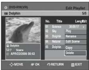 SAMSUNG DVD-R131 - Stlačením tlačidiel ▲▼ zvol'te Delete, potom stlačte tlačidlo OK. - 1