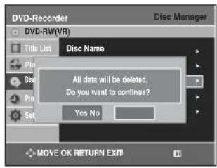 SAMSUNG DVD-R131 - Stlačením tlačidiel ◀▶ zvol'te Yes, potom stlačte tlačidlo OK. - 3