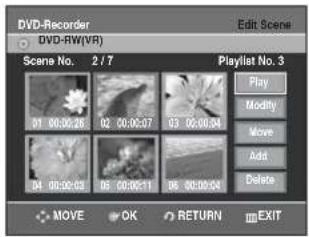 SAMSUNG DVD-R131 - Stiskem tlačítek ▲▼◀▶ zvolte scénu, kterou chcete editovat, pak stiskněte tlačítko OK. - 1