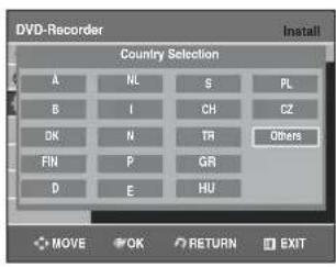 DVD-Recorder Country Selection A NL S PL B I CZ DK N TR Others FIN P GR D E HU MOVE OK RETURN EXIT