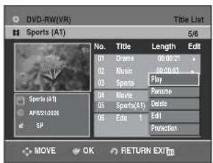SAMSUNG DVD-R131 - Stisknutím tlačítek ▲▼ vyberte položku, kterou chcete odstranit, z seznamu titulů, pak stiskněte tlačítko OK nebo ►. - 1