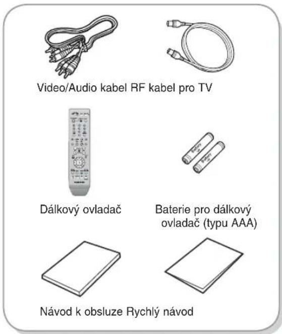 Video/Audio kabel RF kabel pro TV Dálkový ovladač Baterie pro dálkový ovladač (typu AAA) Návod k obsluze Rychlý návod