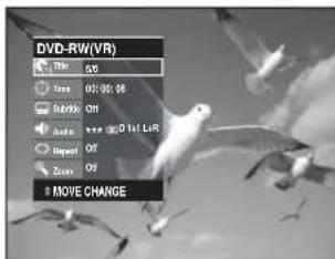 DVD-RW(VR) File 50 Less 00:00:50 Playback Off Audio 00:00:50 Impact Off Zoom Off MOVE CHANGE