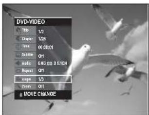 DVD-VIDEO Title 1/2 Chase 1/20 Time 00:26:01 Sequence ON Audio ENG BD 5.5/CH Reset ON Zoom 1/3 Zoom Oil + MOVE CHANGE
