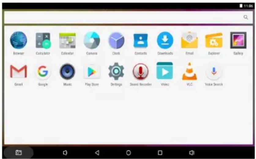 Browser Calculator Calendar Camera Clock Contacts Downloads Email Explorer Galaxy Google Music Play Store Settings Sound Recorder Video VLC Voice Search
