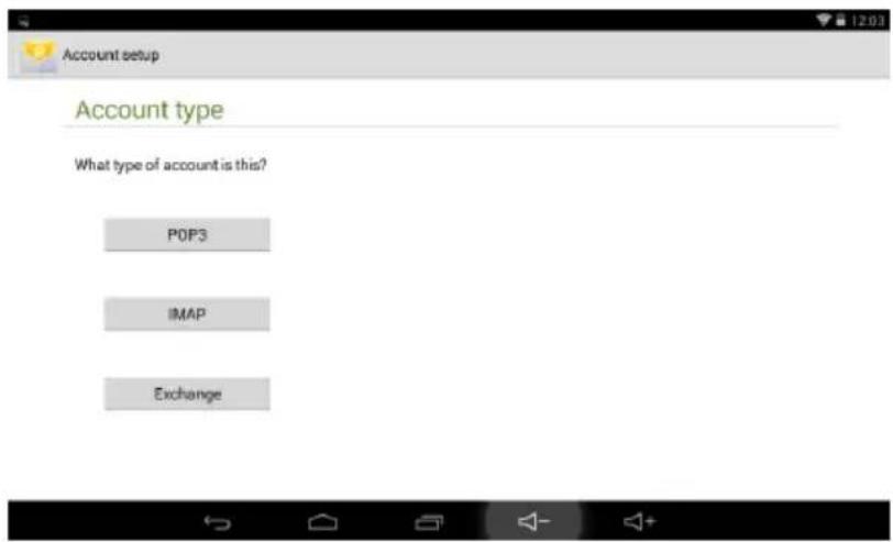 Account setup Account type What type of account is this? POP3 IMAP Exchange