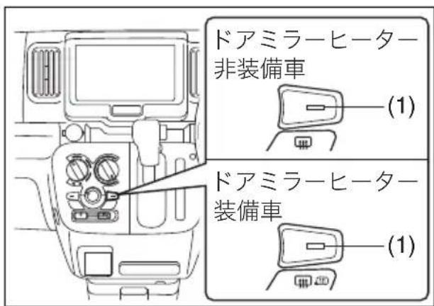 ドアミラーヒーター 非装備車 (1) ドアミラーヒーター 装備車 (1)