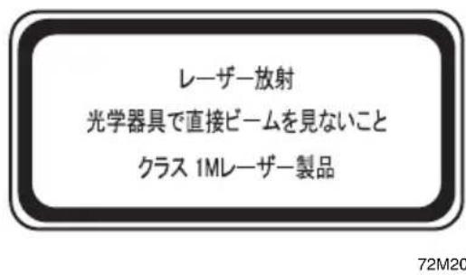 レーザー放射 光学器具で直接ビームを見ないこと クラス 1Mレーザー製品 72M20