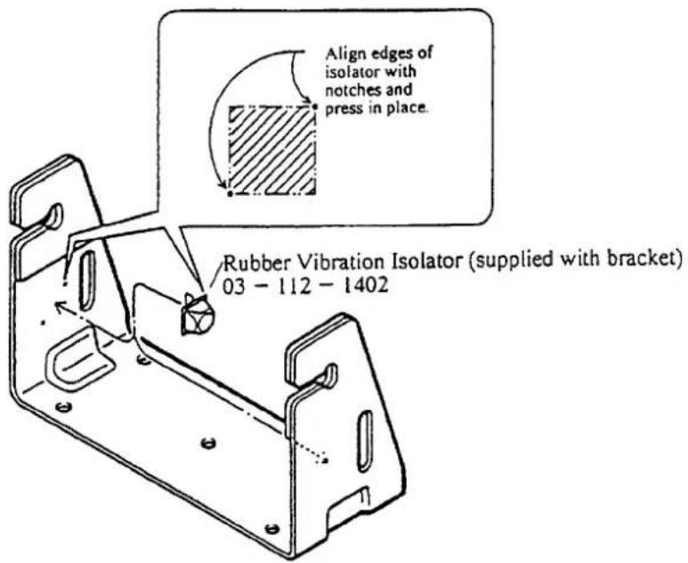 Align edges of isolator with notches and press in place. Rubber Vibration Isolator (supplied with bracket) 03 - 112 - 1402