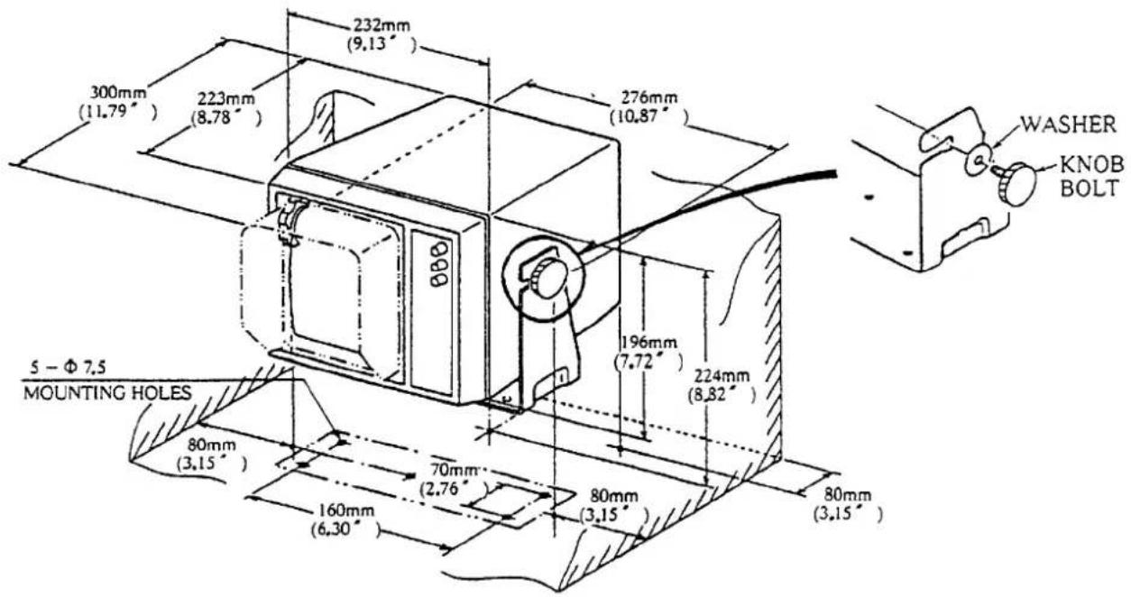232mm (9.13°) 300mm (11.79°) 223mm (8.78°) 276mm (10.87°) 196mm (7.72°) 224mm (8.82°) WASHER KNOB BOLT 5 - Φ 7,5 MOUNTING HOLES 80mm (3,15°) 70mm (2.76°) 80mm (3,15°) 160mm (6.30°) 80mm (3,15°)