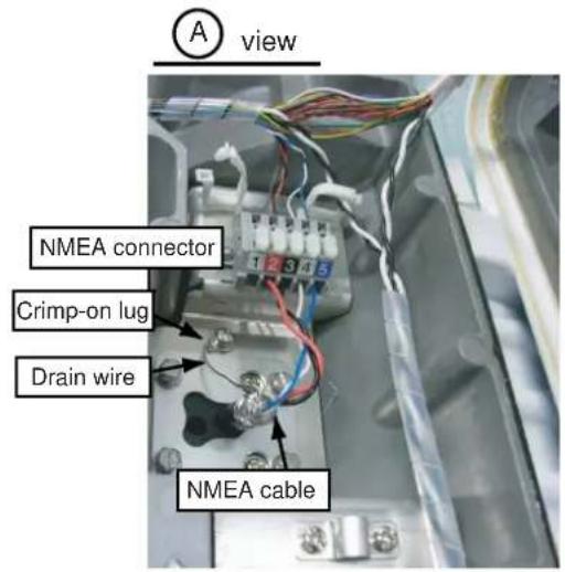 A view NMEA connector Crimp-on lug Drain wire NMEA cable