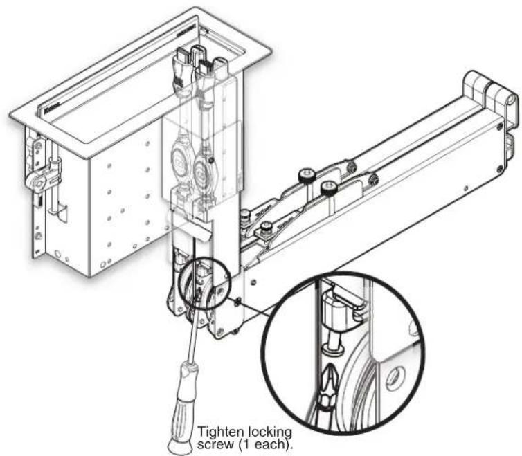 Tighten locking screw (1 each).