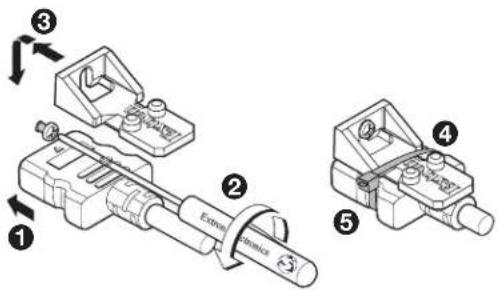 Technical diagram showing exploded view of a mechanical assembly with numbered components and labeled parts