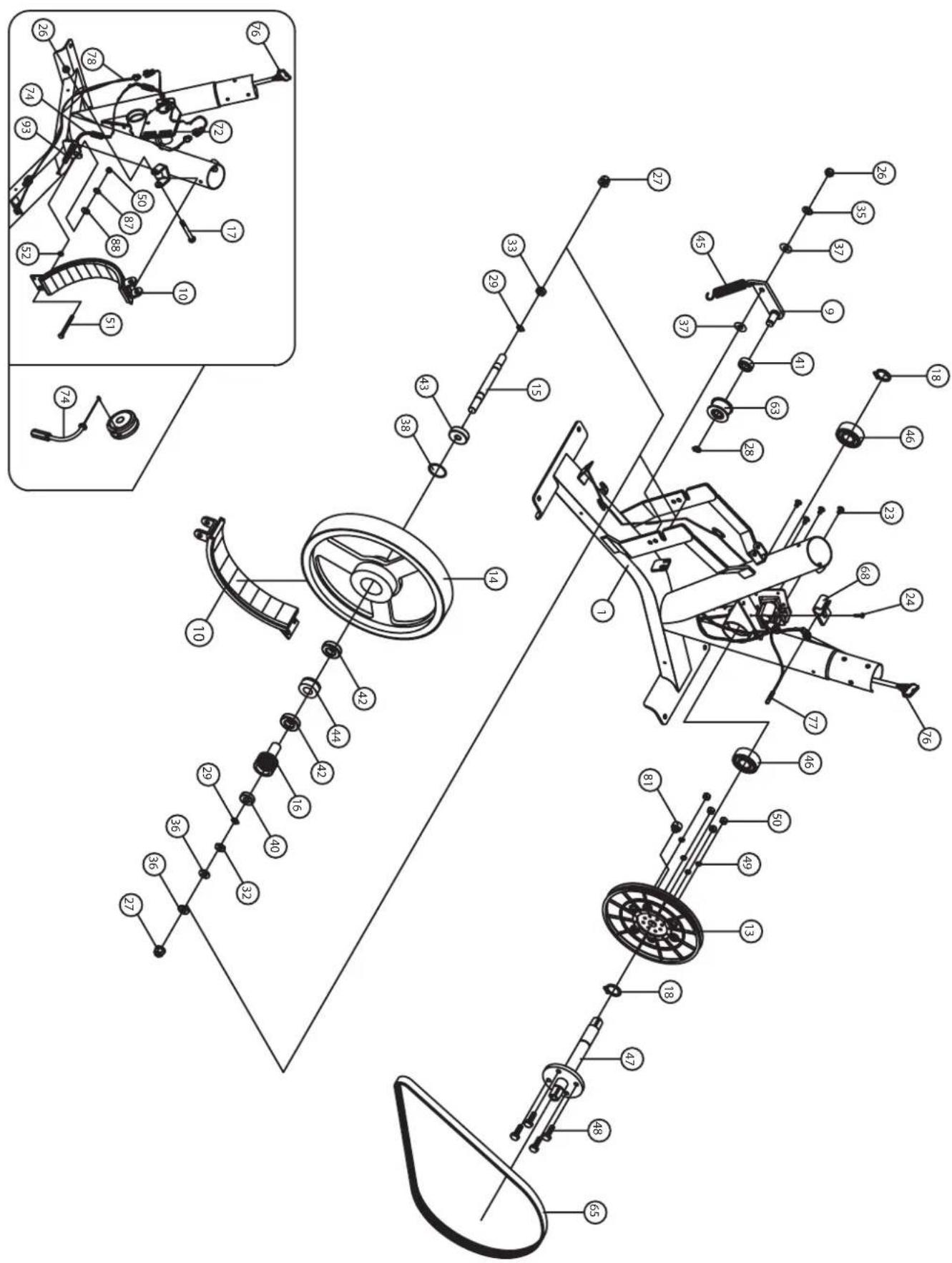 Technical diagram of a mechanical device with numbered components and exploded view, likely for assembly or maintenance instructions.
