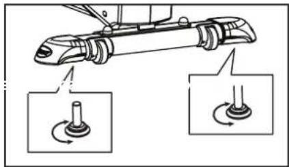 Technical diagram showing mechanical assembly with two circular components and directional arrows indicating rotation or adjustment.
