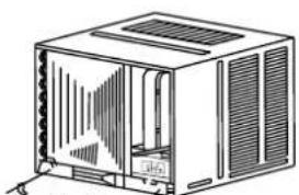 Line drawing of a rectangular industrial cooling unit with ventilation grilles and cooling fins (no text or symbols)