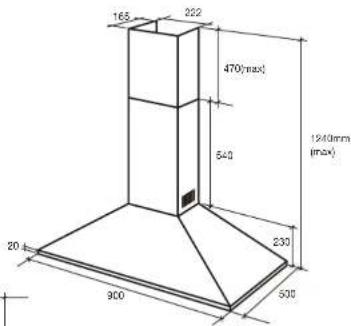 165 202 470(mm) 540 1240mm (m2x) 230 20 mm 900 500