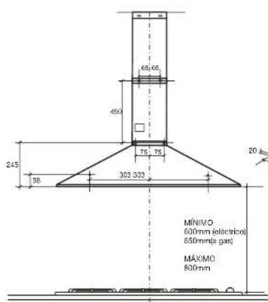 65/65 490 245 38 75 75 303 303 MINIMO 600mm (electric) 650mm(a gas) MAXIMO 800mm