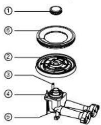 Exploded view diagram of a mechanical assembly with numbered parts for identification
