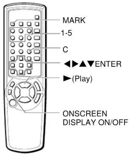 MARK 1-5 C ◀ ▲ ▼ ENTER ▶ (Play) ONSCREEN DISPLAY ON/OFF