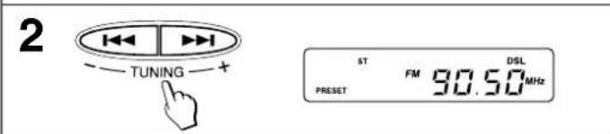 2 TUNING ST FM DSL PRESET 90.50MHz