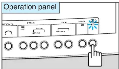 Operation panel EXPOSURE FOCUS ZOOM LIGHTS AUTO MOUNT MOUNT LED