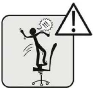 Warning symbol showing a person falling with a speech bubble and an exclamation mark, indicating caution or failure.
