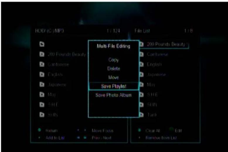 HDDI (C) /MP3 1 / 124 File List 1 / 8 Multi-File Editing Copy Delete Move Save Playlist! Save Photo Album 200 Pounds Beauty 1 Concurrent English Japanese Mini SHE SHIN Tank Return Add to List Move Focus Play Next Clear All Edit Remove from List