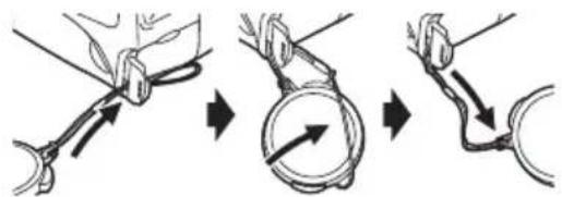 Diagram illustrating three-step cable installation or repair process with arrows indicating direction of movement