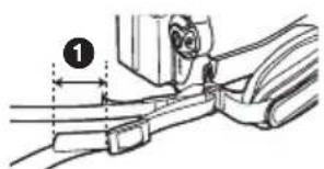Technical diagram showing mechanical assembly with labeled component '1' and measurement arrows