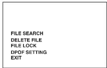 FILE SEARCH DELETE FILE FILE LOCK DPOF SETTING EXIT