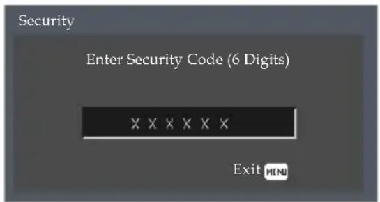 Security Enter Security Code (6 Digits) X X X X X X Exit HENI