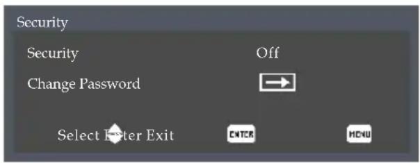 Security Security Off Change Password Select Enter Exit CENTER HCMU