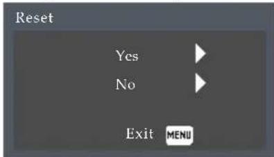 Reset Yes No Exit MENU