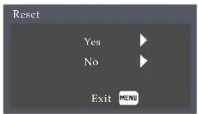 Reset Yes No Exit MENU