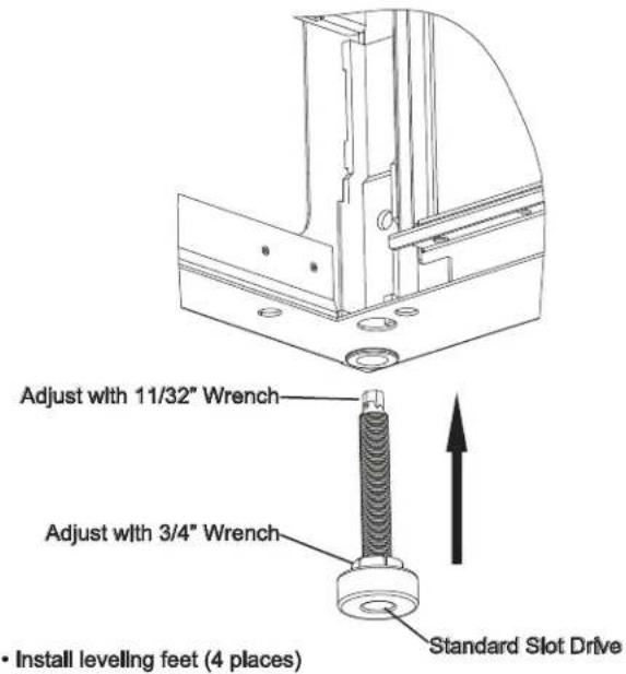 Adjust with 11/32" Wrench Adjust with 3/4" Wrench • Install leveling feet (4 places) Standard Slot Drive