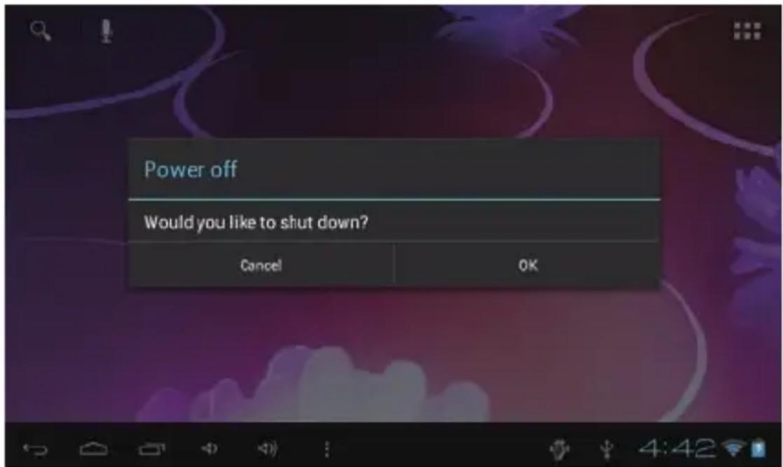 Power off Would you like to shut down? Cancel OK