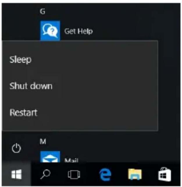 G Get Help Sleep Shut down Restart M Mail