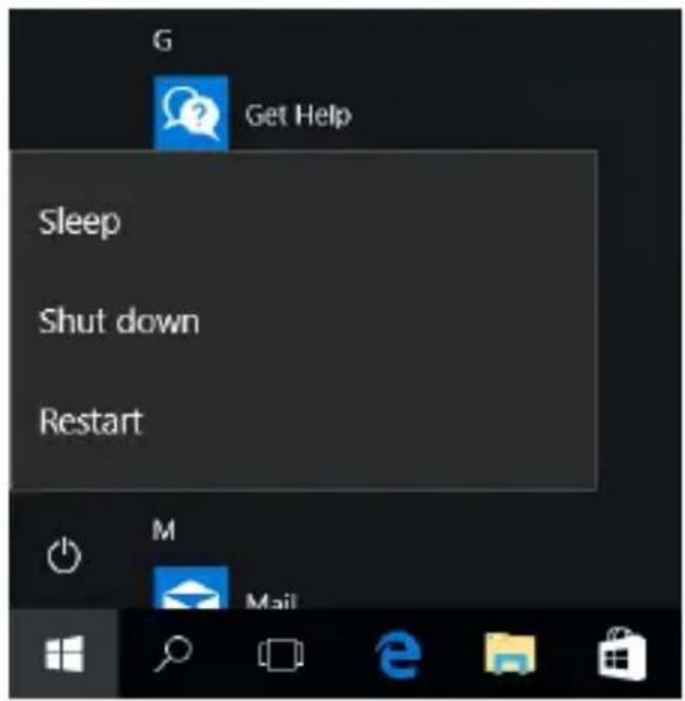 G Get Help Sleep Shut down Restart M Mail