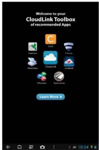 Welcome to your CloudLink Toolbox of recommended Apps SuperRare Crick F Secure FreeShare CloudLink JumpBook Offshore Right phones Learn More >