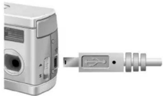 Exterior view of a digital camera module and its internal connector (no text or symbols visible)