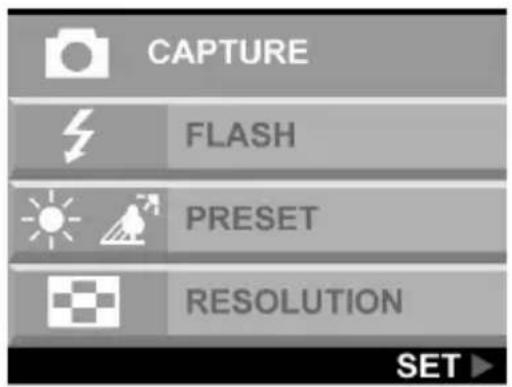 CAPTURE FLASH PRESET RESOLUTION SET