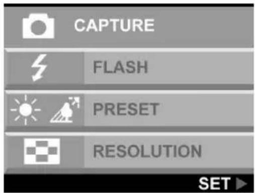 CAPTURE FLASH PRESET RESOLUTION SET ▶