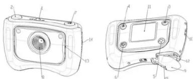 Technical diagram of a device with numbered parts, likely an optical or digital camera module