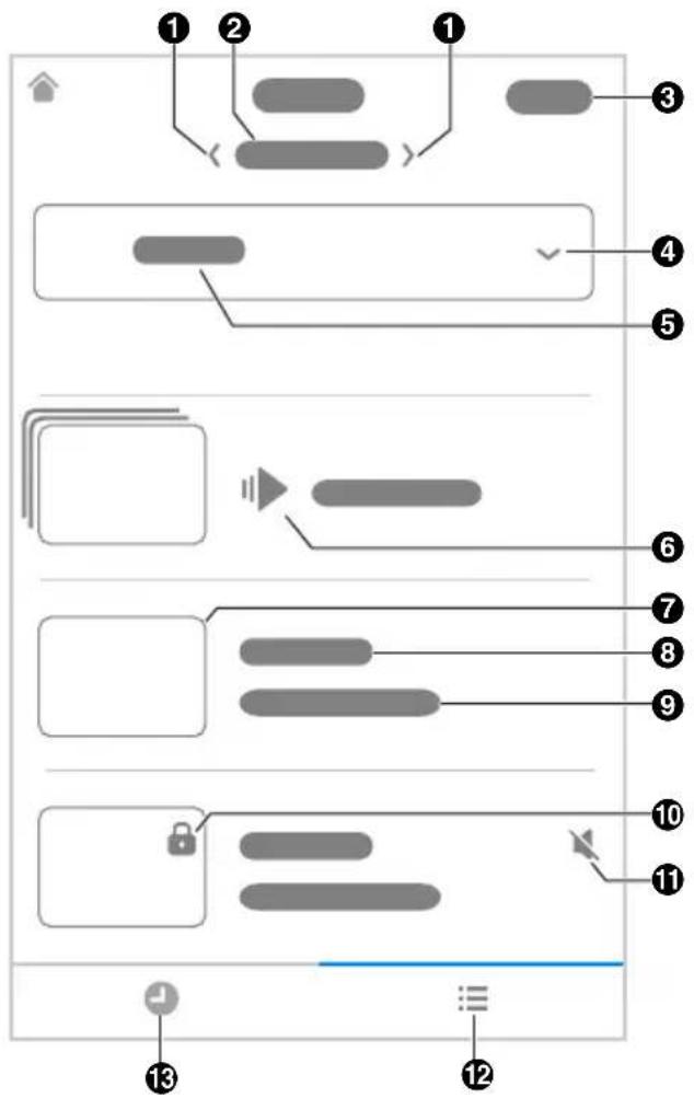 Diagram showing 12 labeled UI components with icons and labels, likely representing UI elements or system functions.