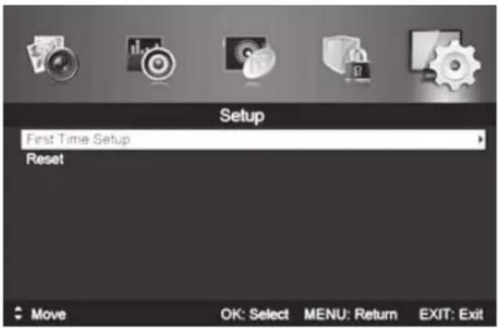 Setup First Time Setup Reset Move OK: Select MENU: Return EXIT: Exit