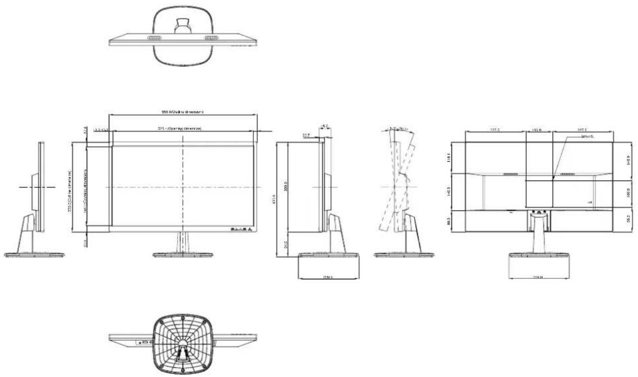 AG Neovo LA24 - Display Dimensions - 2